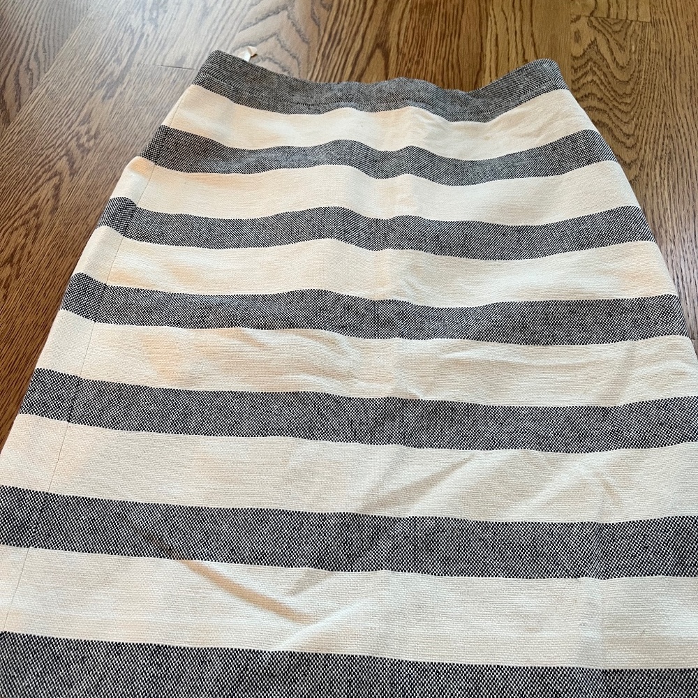 J crew blue and white striped pencil skirt